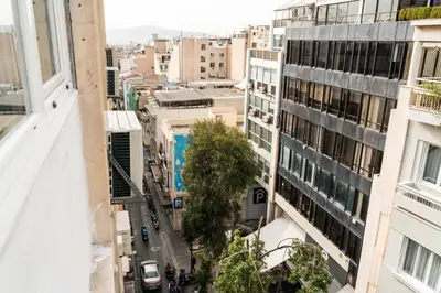 an overhead view of a city street with buildings at Dema Luxury Suites - Perikleous E4 in Athens
