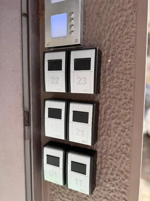 a close up of a door with a control panel at Kozy Koala Apartments n22 in Athens
