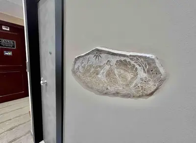 a drawing on the side of a refrigerator at Port Twins Suites No2 in Piraeus