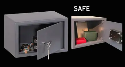 a picture of a safe with a red object in it at Parthenon View Apartment in Athens
