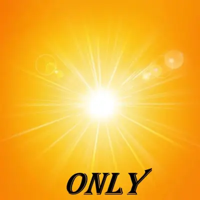 a yellow sun on a orange background with the text only at Only Sun in Papangeláki