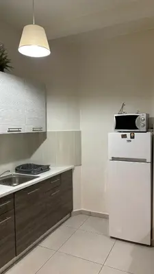 a kitchen with a white refrigerator and a sink at Apartment in Athens centre in Athens