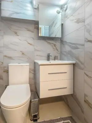 a bathroom with a toilet and a sink and a mirror at Zen Garden, 600m from Acropolis Museum in Athens