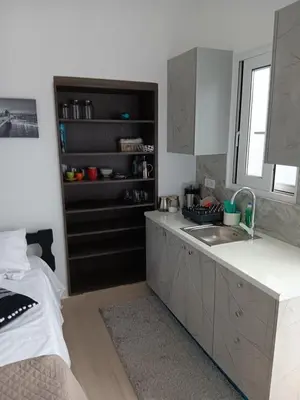 a kitchen with a sink and a counter top at Athens LUXURY STUDIO 1 in Athens