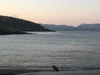 a view of a body of water with mountains at Villa Achilleas by the sea in Anavissos
