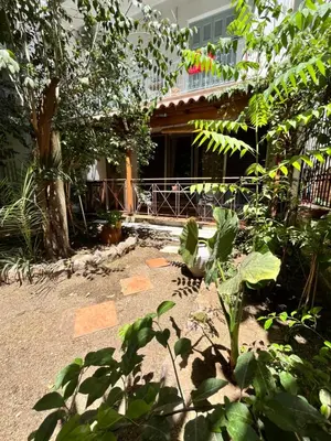 a garden in front of a house at Quiet Apartment with Garden View in Kolonaki in Athens