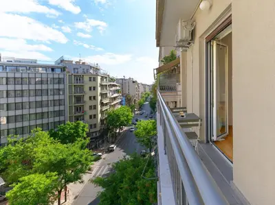 a view of a city street from a balcony at Marnis10 5th Right in Athens