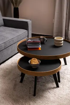 a coffee table in the middle of a living room at Acropolis Amazing View: One-Bedroom Gem in Athens