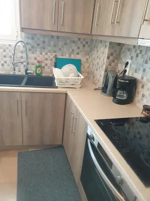 a kitchen with a sink and a counter top at Lavender-Ryan spacious apartment for live and work in heart of Athens in Athens