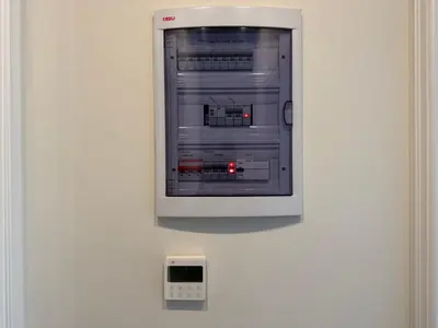 a microwave oven hanging on a wall at K43 Brand-New Stylish - Cloud9 in the city in Athens