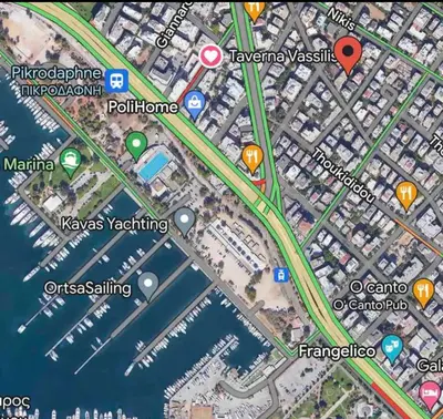 a map of a city with roads and highways at Alimos Cozy Studio in Athens