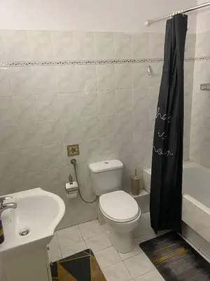 a bathroom with a toilet and a sink at George's Apartment in Athens