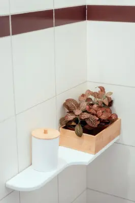 a wooden box of acorns on a shelf in a bathroom at Alexandros suite in Athens