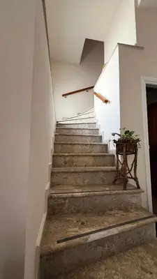 a stairway with a table and a plant on it at Alexandros suite in Athens