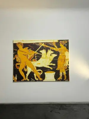 a painting hanging on a wall in a museum at Charming 2BR Basement near Akropolis Athens by Kozy Koala in Athens