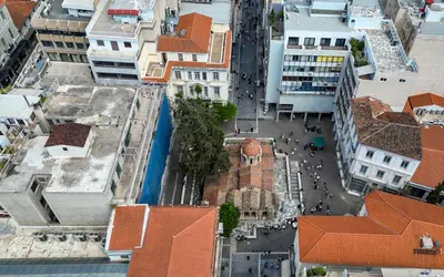 an overhead view of a city street with buildings at Modern Studio in Syntagma - Walk to Acropolis in Athens