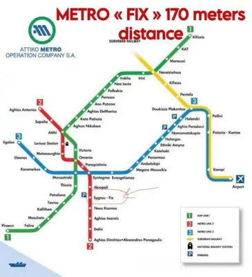 a map of the metro x fix x meters difference at Acropolis Diamond in Athens