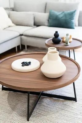 a coffee table in a living room with a couch at LIV - Charming 3BD in Athens Vibrant Downtown in Athens