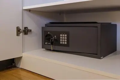 a microwave oven sitting on a shelf in a room at KANARI street luxury living APT in Athens