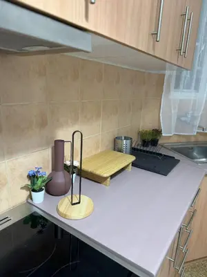 a kitchen with a counter top with a sink and a counter sidx sidx at Acropolis Modern Apartment in Athens