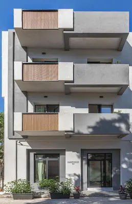 a building with balconies on the side of it at The Meta Stay - Rooftop Access Central Studio in Athens