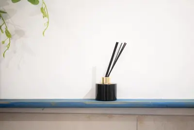 a black vase with sticks in it on a window sill at Athens Center Boho Apartment in Athens