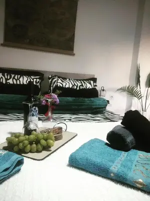 a living room with a table with grapes on the floor at v&k apartment in Athens