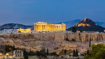 a view of the acropolis ofhens at night at ALEX house in Athens