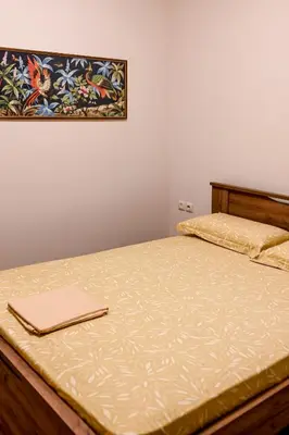 a bed in a room with at Marina's dream house in Sounio