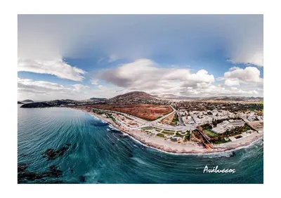 an aerial view of a beach and the ocean at Marina's dream house in Sounio
