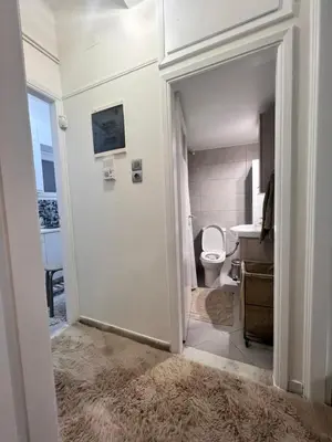 a bathroom with a toilet and a sink at Cozy Nest at Lykavitos in Athens