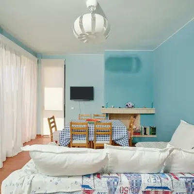 soft blue apartment near seaside