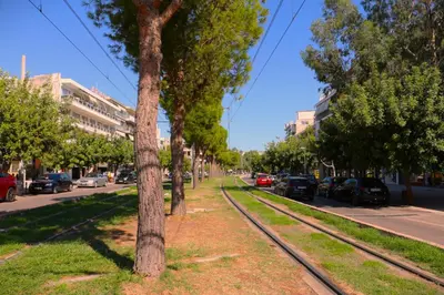 a row of trees on the side of a street at Glyfada Relax 8 in Athens