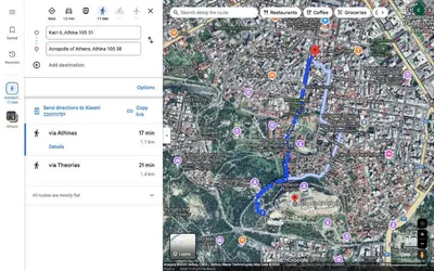 a map of a city with a cell phone at Athinais Inner Suite - historical center in Athens