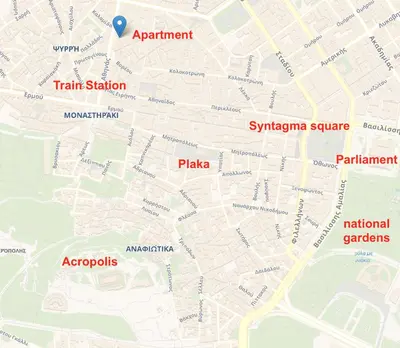 a map of the city of syracuse at Hermes Central Suite in Athens