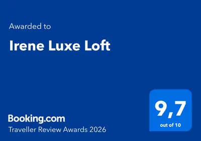 a blue sign with the words heater lucille lotitt at Irene Luxe Loft in Piraeus