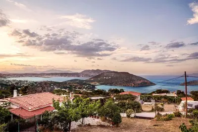 a view of a small island in the water at Athena's Garden House in Porto Rafti