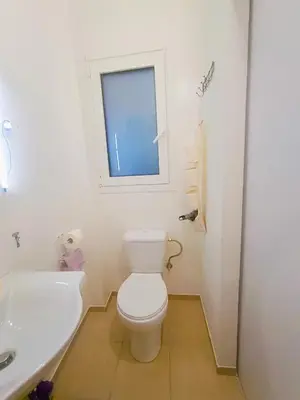 a bathroom with a toilet and a sink and a window at Peacock in Athens
