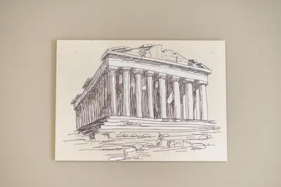 an image of a drawing of the parthenon at Acropolis Walk Residence by MDK Athens in Athens