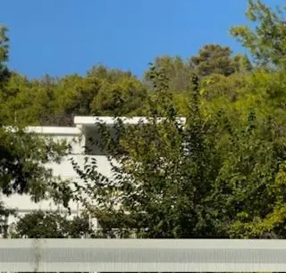 a white building in front of some trees at Panorama Γλυκά Νερά - Athens in Glyka Nera