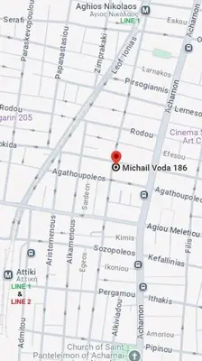 a map with a red dot on it at Quiet penthouse at 5th floor in Athens