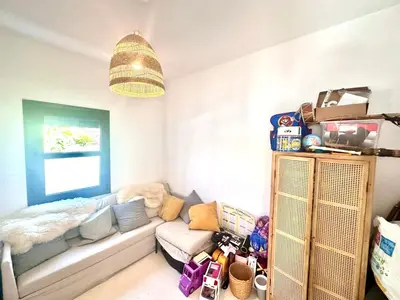 a living room with a couch in a room at Luxury 6 bedroom 4 bathroom villa with pool in Vari