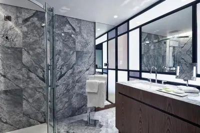 a bathroom with a shower and a sink at AthensWas Design Hotel in Athens
