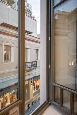 a view from a window of a building at Athinaidos rooms Prime location in Athens