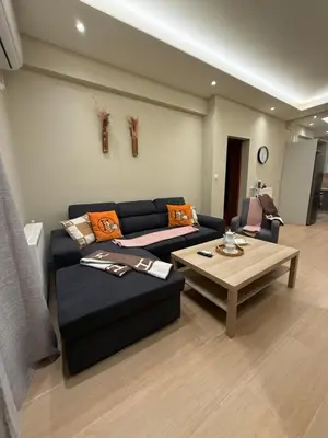 a living room with a couch and a coffee table at Filoxenia MG Projects Acropolis Dimitrakopulou in Athens
