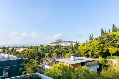 a view from the roof of a building at Ideal Maisonette next to Kallimarmaro Stadium in Athens