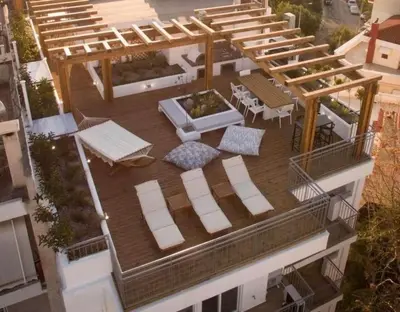an overhead view of a deck on a building at Athens Hill Suite 2 in Athens