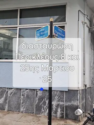 a street sign in front of a building at West Athens Welcome Δυτικά της Αθήνας in Athens