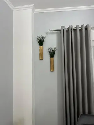 two plants in vases on a wall next to a radiator at Casa Di Leandro in Athens