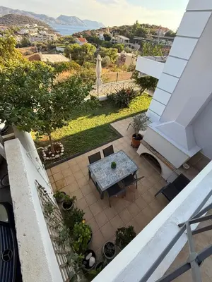 an overhead view of a patio with a table at Sea View Serenity in Athens in Anavissos